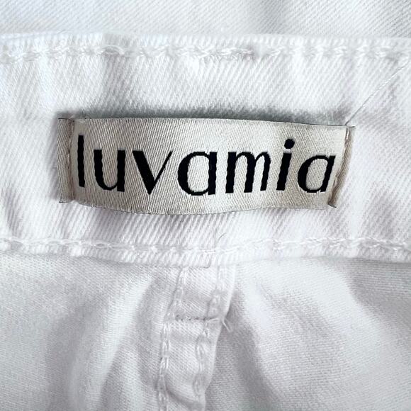 WOMENS WIDE LEG CROPPED JEANS HIGH WAISTED FRONT AND BACK POCKETS WHITE  SIZE S - Picture 10 of 12